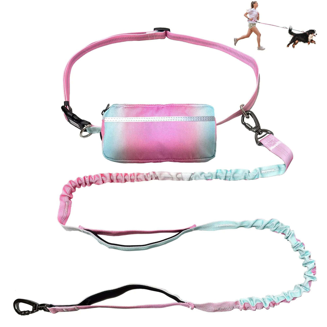 Hands-Free Dog Leash with Waist Bag – Pastel Color