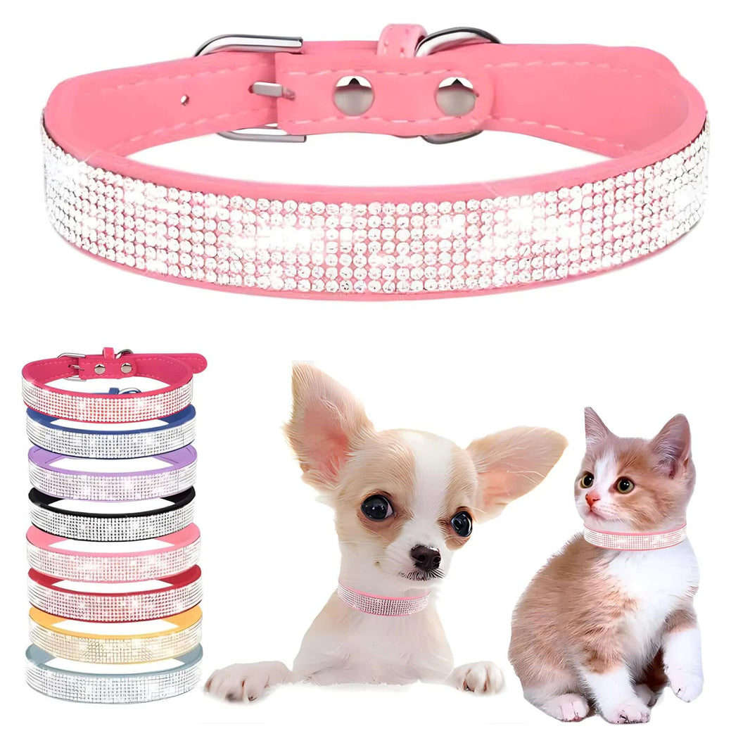 Bling Dog Collars for Medium Dogs with Rhinestone Female Bling Puppy Collar Girl Diamond Cat Collars Sparkly Crystal Jewelry Cute Adjustable for XS Small Medium Pet Kitten Princess Pink M