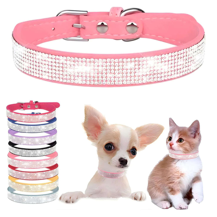 Bling Dog Collars for Medium Dogs with Rhinestone Female Bling Puppy Collar Girl Diamond Cat Collars Sparkly Crystal Jewelry Cute Adjustable for XS Small Medium Pet Kitten Princess Pink M