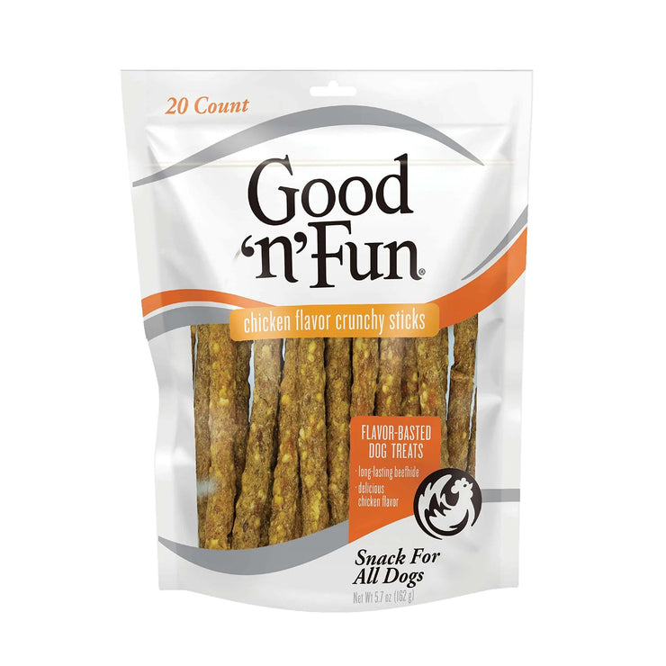 Good ‘n’ Fun Chicken Flavor Crunchy Sticks – 20 Count