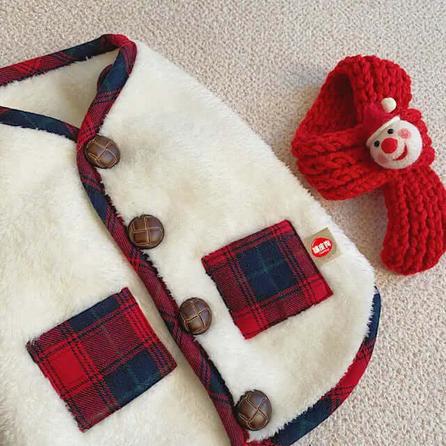 Dog Christmas Vest Sweater Coat with Scarf